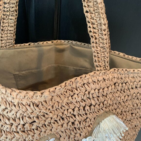 Raffia Bag Beaded Floral NWT - Picture 4 of 12